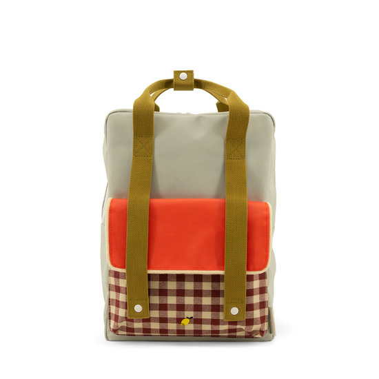 Large Backpack Gingham Green Red 3