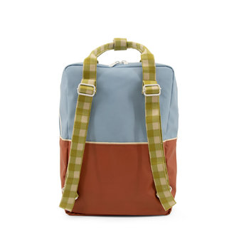 Sticky Lemon Large Backpack Colourblocking Blueberry + Willow Brown + Pear Green achterkant