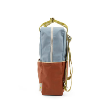 Sticky Lemon Large Backpack Colourblocking Blueberry + Willow Brown + Pear Green zijkant