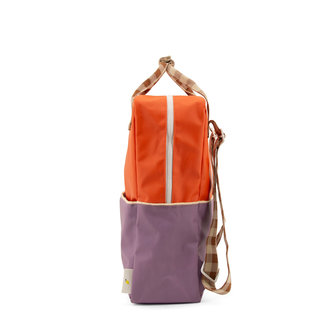 Sticky Lemon Large Backpack Colourblocking Orange Juice + Plum Purple + Schoolbus Brown zijkant