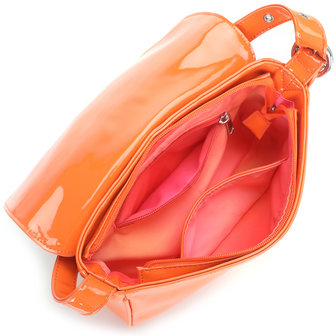Daniel Silfen Shoulder Bag Brenda Flame Orange binnenkant