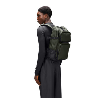 Rains Trail Cargo Backpack Green model man