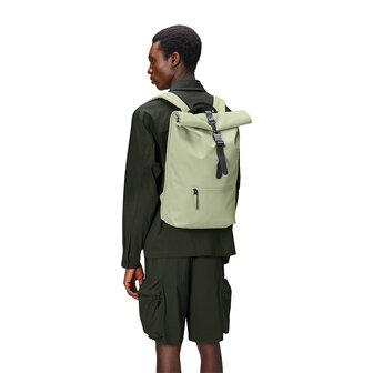 Rains Roll Top Backpack W3 Earth model man