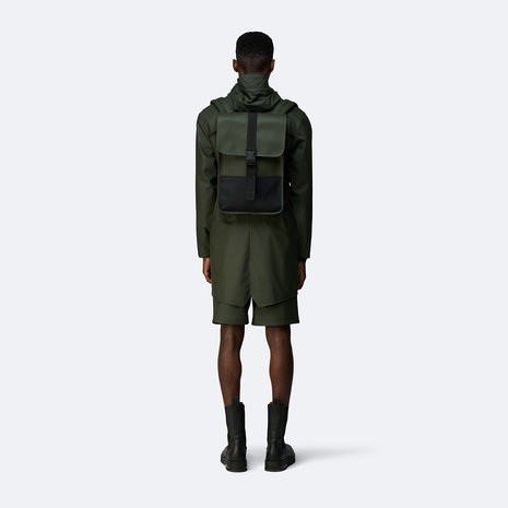 Rains Buckle Backpack Mini Green model man