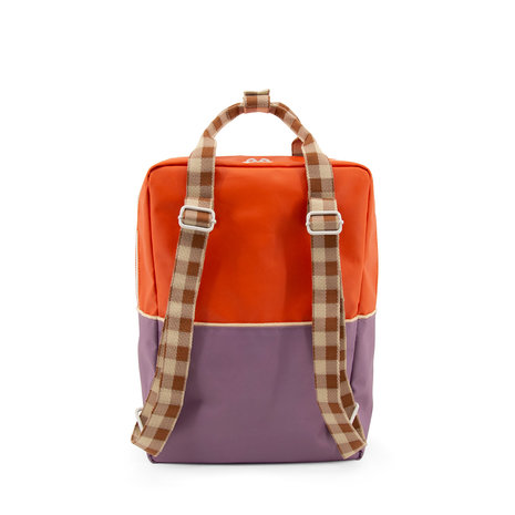 Sticky Lemon Large Backpack Colourblocking Orange Juice + Plum Purple + Schoolbus Brown achterkant