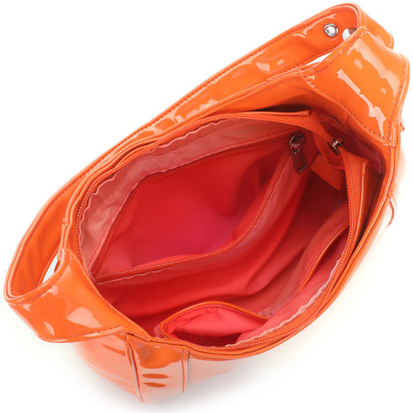 Daniel Silfen Shoulder Bag Siri Flame Orange binnenkant