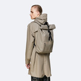 Rains Roll Top Backpack Taupe model man